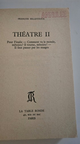 1964 THEATRE 2 BILLETDOUX FRANCOIS B225 Paperback Book - Picture 2 of 10