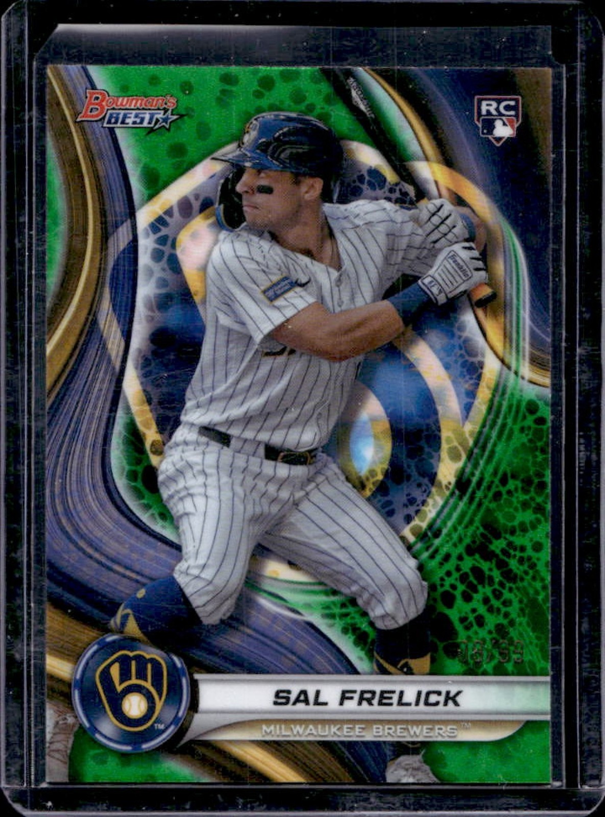 2024 Bowman's Best Sal Frelick RC Green Refractor Rookie #/99 Brewers