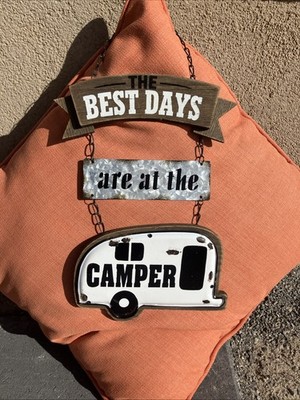 RV Decor Best Days Are At the Camper Hanging Sign 14.5  Metal Wood