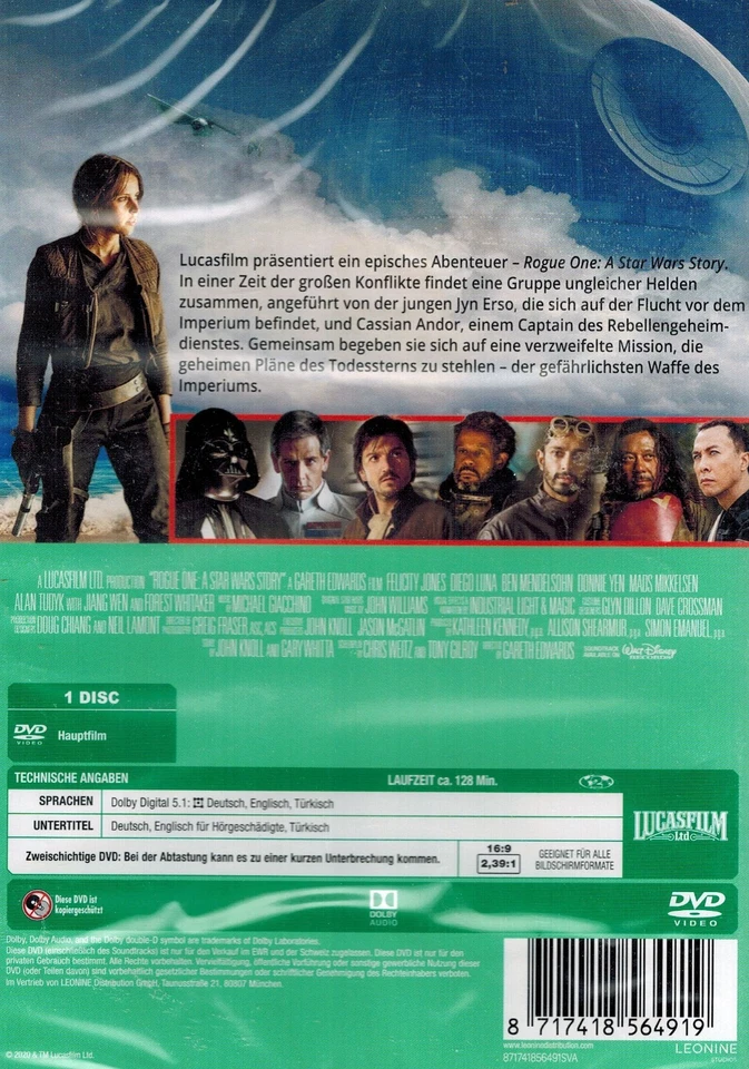 DVD NEU/OVP - Rogue One - A Star Wars Story (2016) - Felicity Jones - Bild 2 von 2
