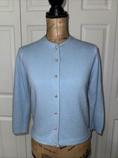 VTG Talbott Taralan Light Blue Cardigan Pearl Buttons Size Medium