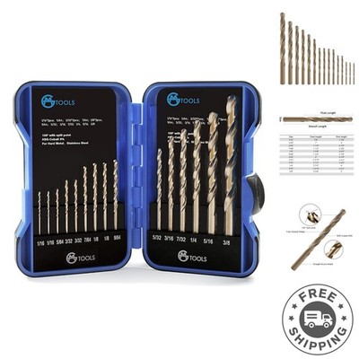 15-Piece Twist Drill Bits Set - Cobalt Steel with Indexed Storage Case