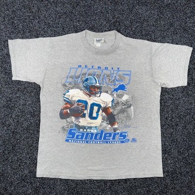 Vintage 1999 Lee Sport Detroit Lions Barry Sanders NFL T-Shirt Gray Mens Large