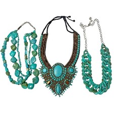 Faux Turquoise Necklaces 3 Southwest Boho Western Copper Statement Chunky