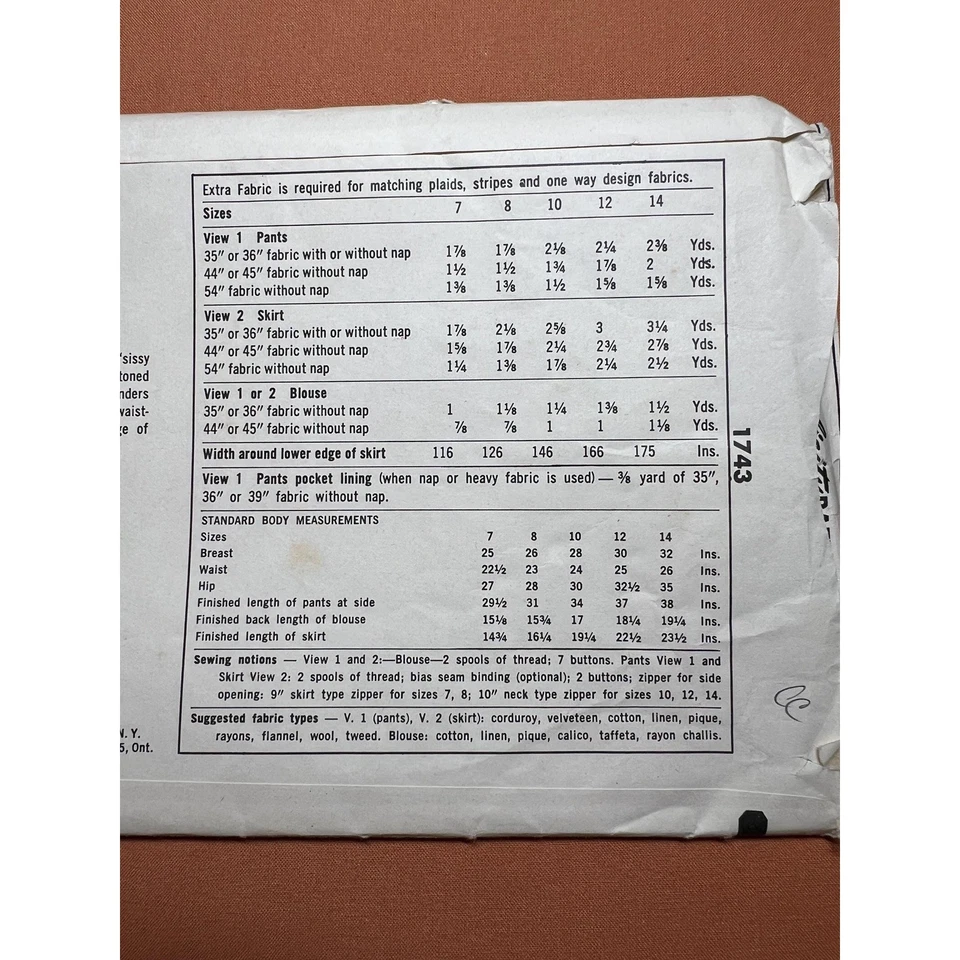 Simplicity Sewing Pattern 1743 Girls Blouse Skirt & Pants Size 8 Cut Complete - Image 3 of 4