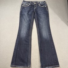 JEANS Buckle Miss Me WOMENS 28 Low-Rise Easy Boot EMBELISHED THICK STITCH
