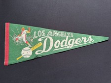 ORIGINAL 1950'S LOS ANGELES DODGERS, VINTAGE FULL-SIZE GREEN FELT PENNANT