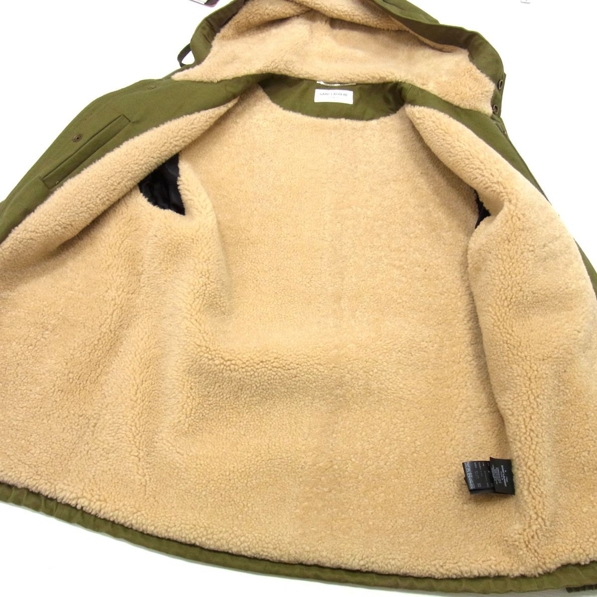 Giacca pelle di pecora Saint Laurent stile militare kaki 18 46 usata