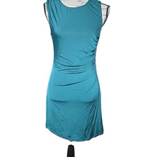 Lulu's Women's Size Medium Emerald Eye-Catching Flirt Ruched Asymmetrical Mini