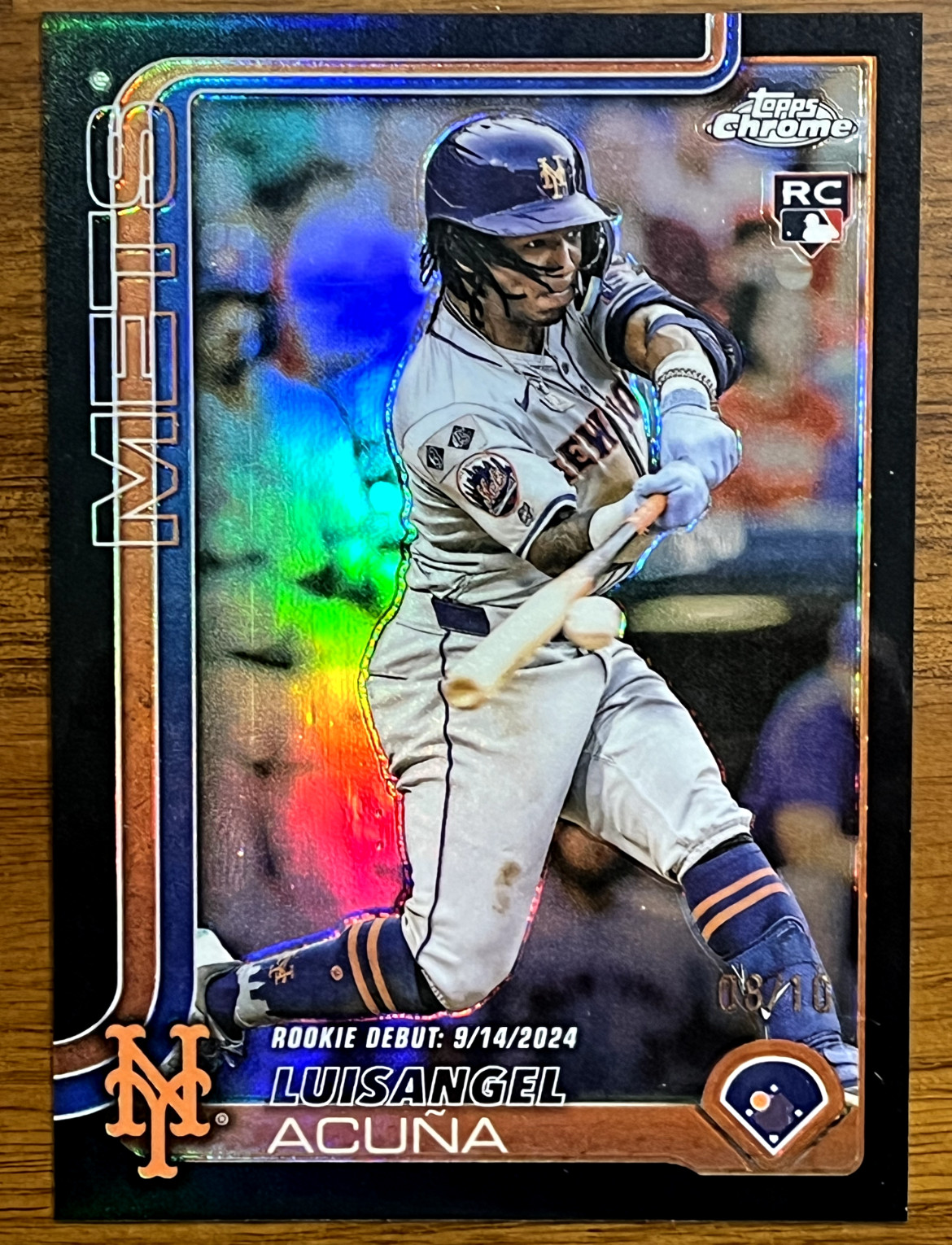 2025 Topps Chrome Update Luisangel Acuna /10! Rookie Debut Black Refractor Mets