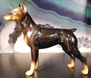 Vintage Lefton ? 6" x 5 1/4" inch Doberman Pinscher Figurine Excellent Condition