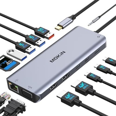 MOKiN 14-IN 1- USB C Laptop Docking Station Dual Monitor -  MODEL MOUC0221