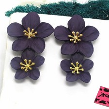 Hot Purple Enamel Cute Flower Fashion Lady Women Stand Jewelry Earrings Gift