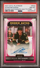 2021 UPPER DECK O-PEE-CHEE PLATINUM ADAM BECKMAN #RAD RC AUTO MATTE PINK PSA 8
