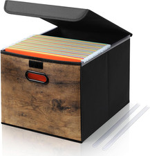 File Organizer Box with Wood Grain Pattern, Hanging Collapsible File Storage ...