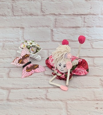 Flexible Doll, Textile Doll with White Hair, Cotton Dress,Handmade