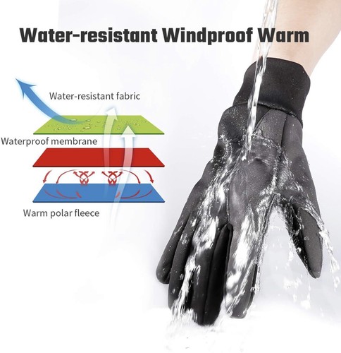 Guantes de invierno con pantalla táctil resistentes al agua térmicos para hombre L, para mujer XL- NEGROS - Imagen 4 de 7