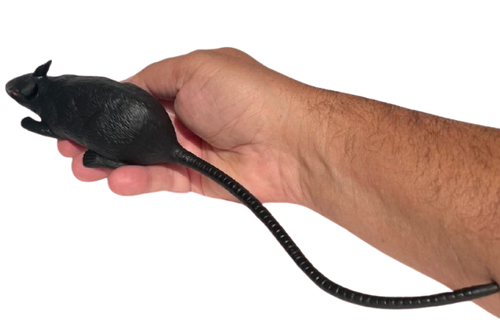 12” FAKE RAT DECORATION Hollow Plastic Rubber Tail Black Mouse Halloween Prop - Picture 3 of 22