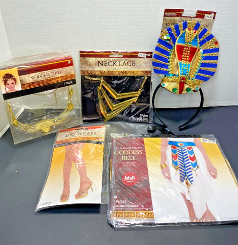 NEW God's & Goddesses Egyptian Costume Lot: Belt, Leg wraps, Tiara, Necklace.... - Picture 2 of 7