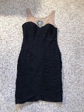 Adrianna Papell - Navy SEXY cocktail Dress W/ Rhinestone Mesh bust accent sz 8