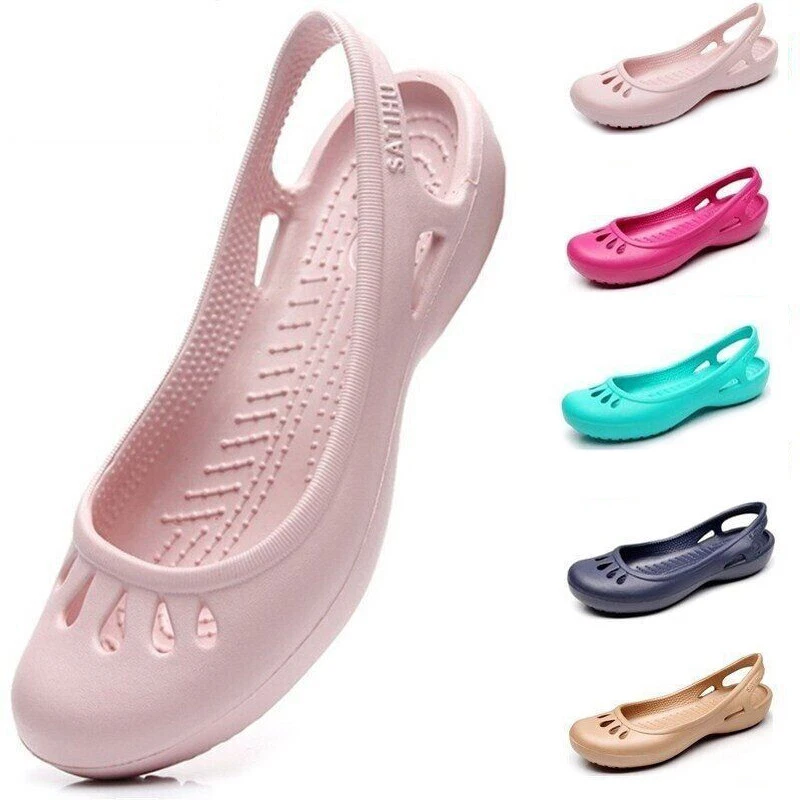 Hot Summer Nurse Shoes Flat-heeled Hole Shoes Closed Toe Sandals Plastic Sandals - Image 3 of 4