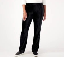 Isaac Mizrahi Live! Soho Ribbed Velour Straight Leg Pants Pitch Black M New
