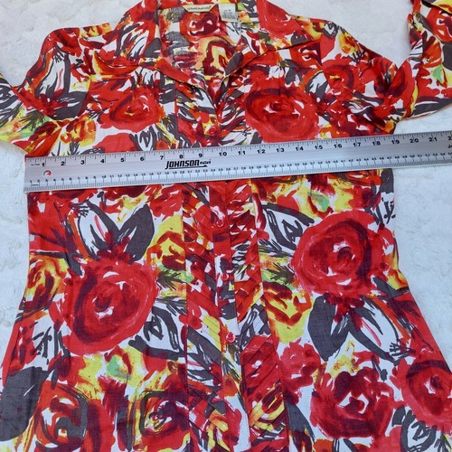 Richard Malcolm Womens Medium Multicolor Linen Pleated Front Blouse Shirt Casual - Picture 7 of 9