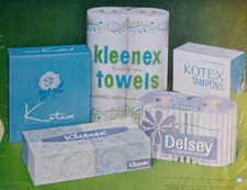 Vintage Retro Ad 60's Kimberly-Clark Kotex Kleenex Delsey Towels Napkins Tissue
