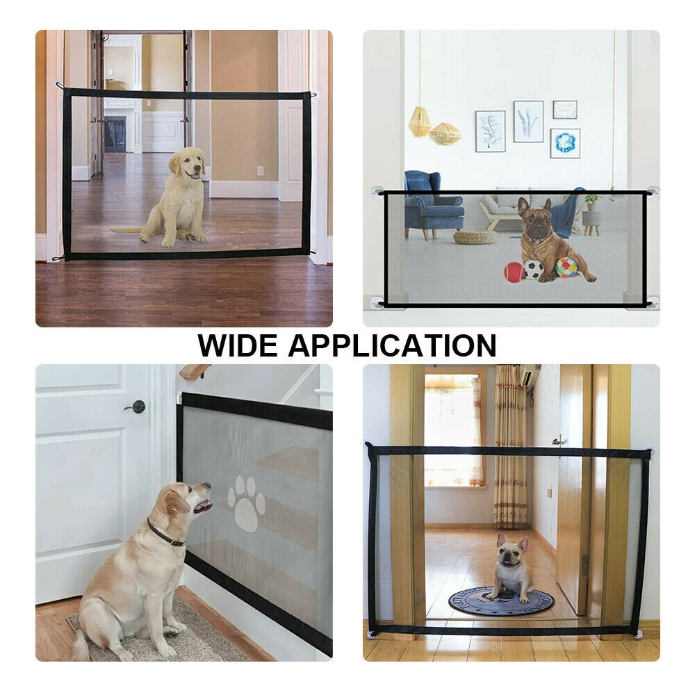 Magic Retractable Dog Mesh Gate Pet Cat Fence Baby Child Safe Wide