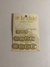 Vintage Le Chic Buttons For Collar, Front  Shirt Sleeve, 1 Missing Button LT 