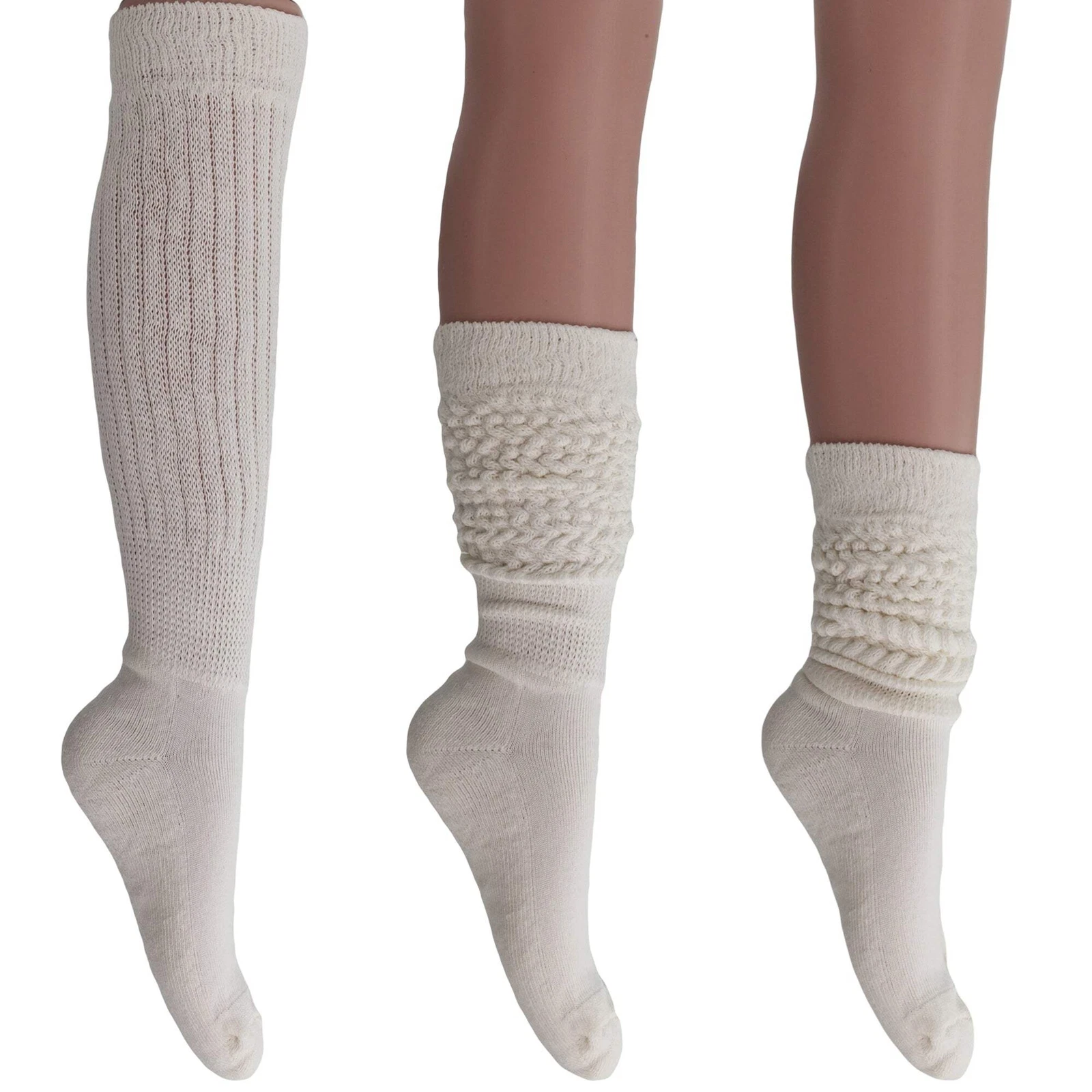 Women's Extra Long Slouch Socks – 6 Pairs, Size 5-10, Soft Cotton, Retro Style