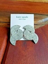 kate spade - mod scallop - pave statement stud earrings - clear -NWT- $88 B2