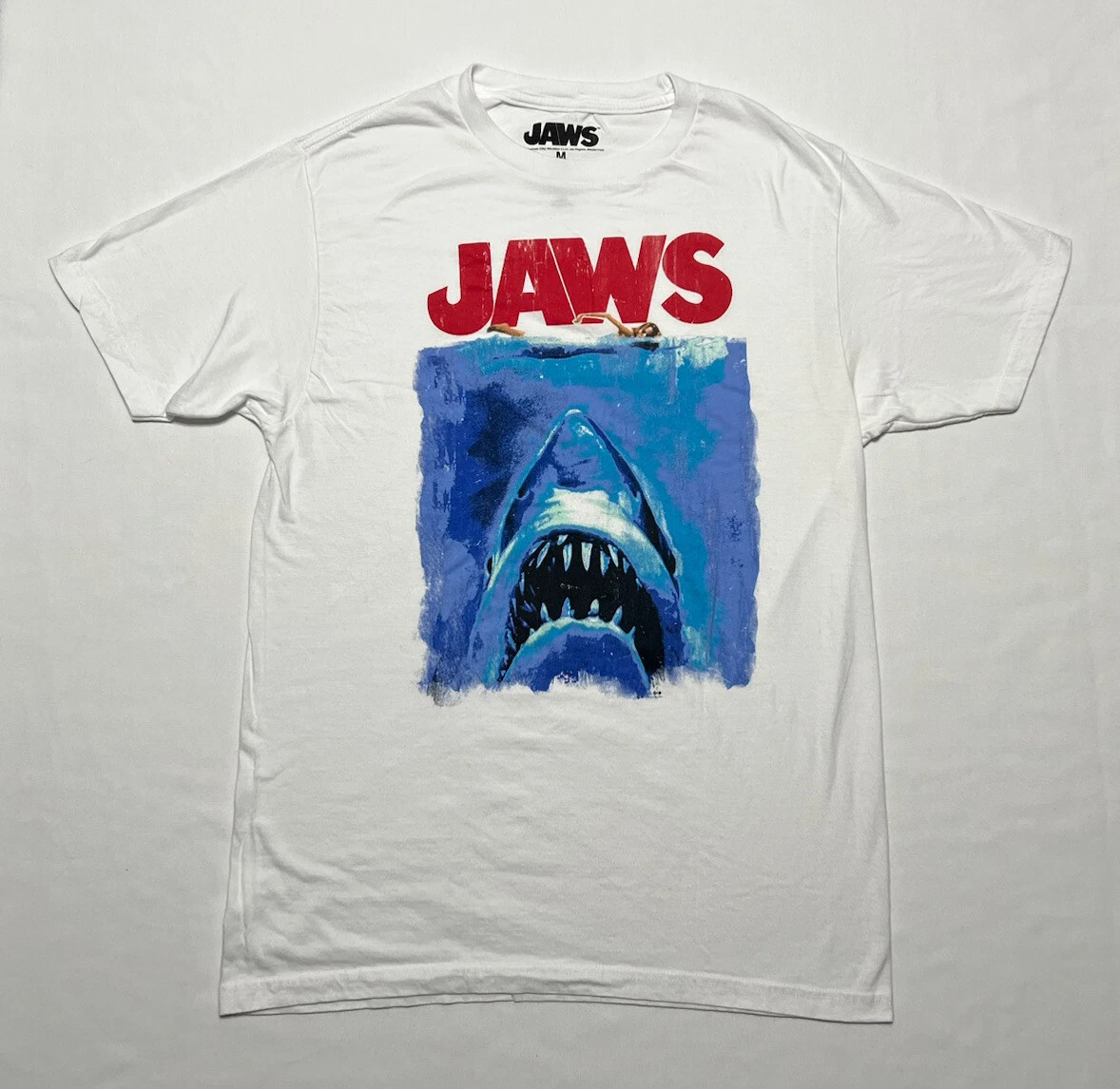Jaws Movie Vintage Poster Licensed Adult White T Shirt Size Medium