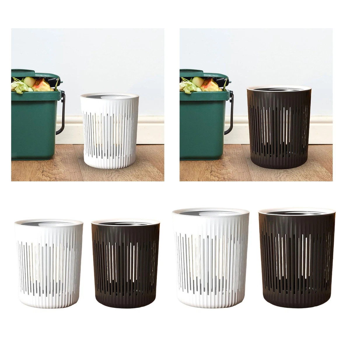 Trash Can Round Waste Basket Hollow Out Wastebasket for Bathroom Kitchen