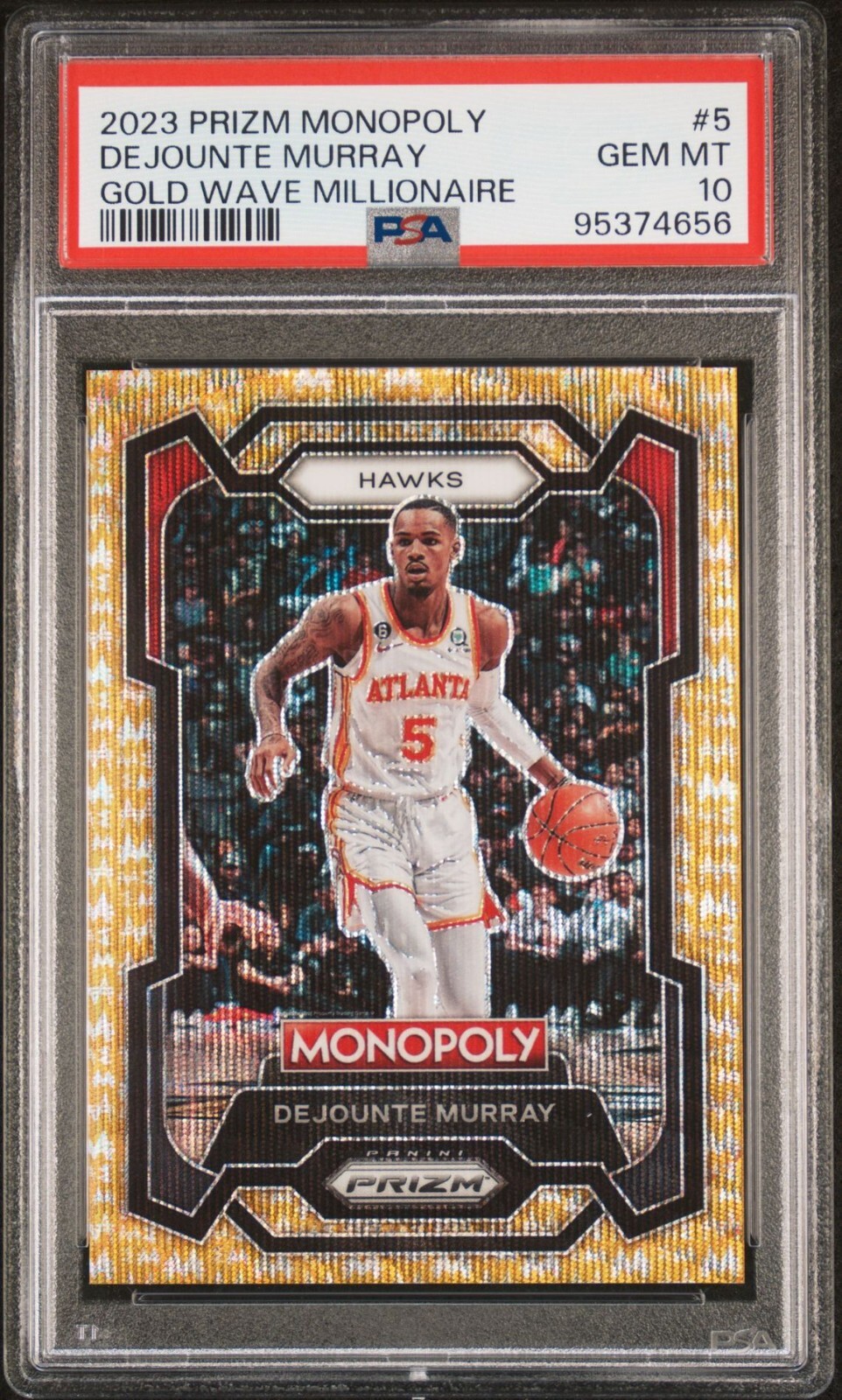 2023 PANINI PRIZM MONOPOLY 5 DEJOUNTE MURRAY GOLD WAVE MILLIONAIRE /10 PSA 10
