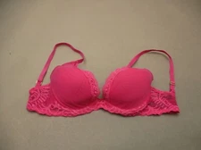 32D NATORI Womens Pink Lace Lined Underwire Back Closure Adjustable Demi Bra 2A