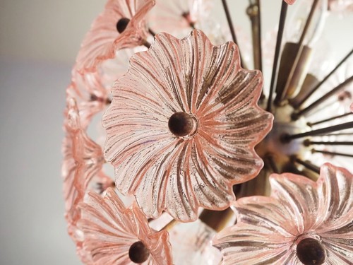 Vintage Sputnik Italian crystal chandelier – 51 Daisy PINK glasses - Foto 9 di 14