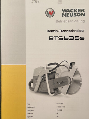#38/31 Wacker Neuson BTS 635s Bedienungsanleitung service operation manual