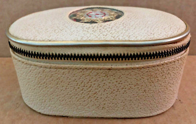 Vintage 1964 ISREAL SOUVENIR Leather Vanity Box Trinket Jewelry