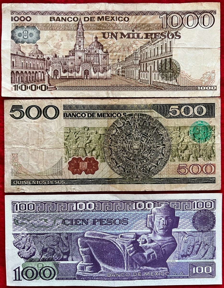 LOT of 10 MEXICO PESO BANKNOTES SERIES 1, 5,10,20,50,100,500,1000 BDM  MEXICO ABN | eBay