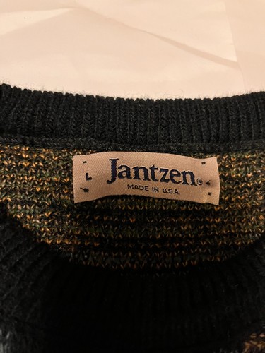 Jantzen Men's Vintage Long Sleeve Sweater Size Large Made in USA 1980-90's block - Picture 10 of 13