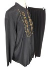 S G. Sports Womans Sz L Blouse M Pants Black Gold Embroidery Pants Suit S70