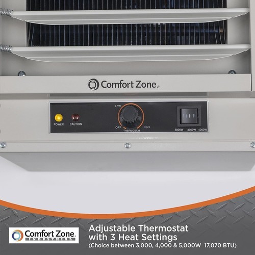 Comfort Zone 5000W Hardwired Heater – Ceiling Mount Forced Air Unit for Garage/S - Picture 11 of 12