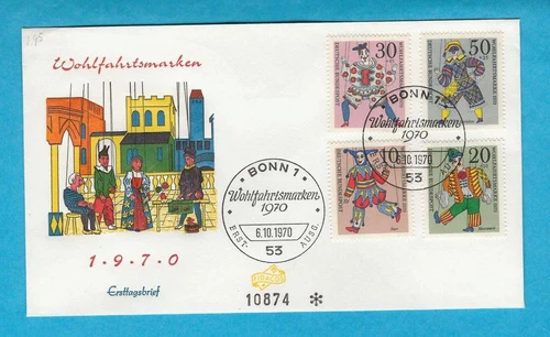 GERMANY - 1970 SEMI-POSTAL PUPPETS FDC - SCOTT B463-B466 - N240f