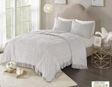 Madison Park laetitia medallio gre full/queen coverlet set