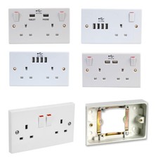 Single To Double Adaptor Wall Plug Socket Converter 1 Gang 2 Way Backbox USB