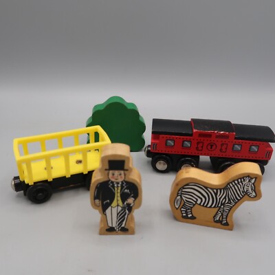 Thomas & Friends Wooden Railway Circus Train Cargo Car Zebra Conductor Toy Lot