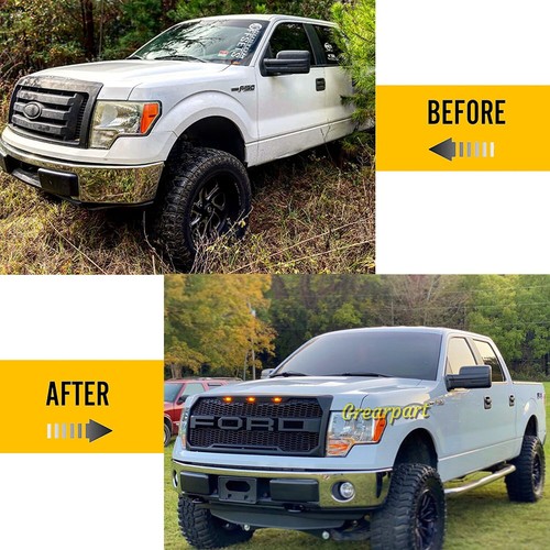 For 2009-2014 Ford F150 Grill Grille Raptor Style Upgrade Mesh Black W/Letters - Picture 15 of 16