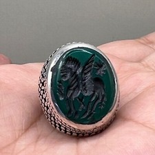 Old Roman King Agate silver Intaglio Stone Wonderful Ring
