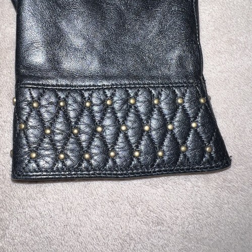 Roeckl Black Leather Studded and Quilted Gloves Size 7.5 *in exc cond* - Picture 4 of 20